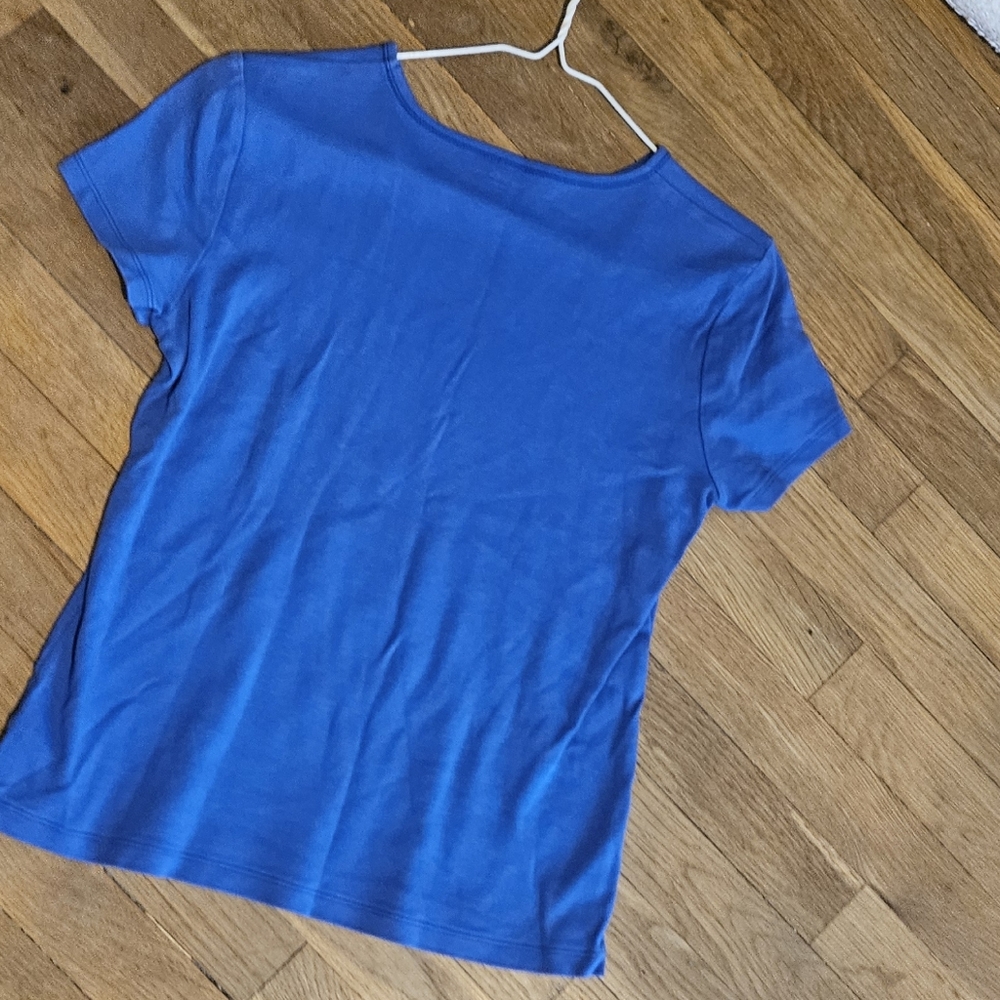 Liz Claiborne Womens Crew Neck Short Sleeve T-Shirt blue cotton - Picture 6 of 7